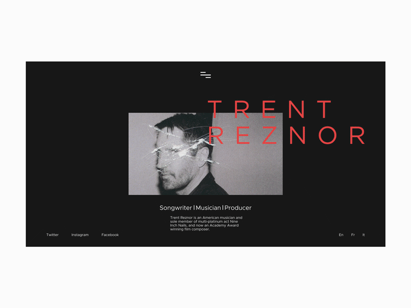 Trent Reznor. Concept animation design landing page minimal typography ui ux web webdesign website