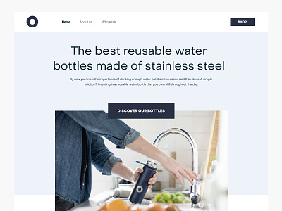 Reusuable bottles website (v2) blue bottles clean design grid header interface layout minimal product ui ux web website