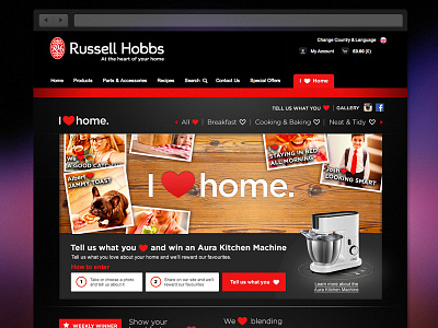 Russell Hobbs - I Love Home brand fa0c20 front end development home page layout product russell hobbs social web web design website