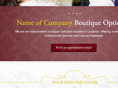 Opticians Boutique WIP - Top Section baroque boutique burgundy damask gold opticians ornate swirlybits
