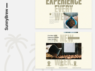 SunnyBrew - Coffee shop concept clean coffee design desktop home page layout people product typography ui web website