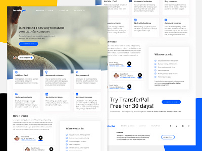 TransferPal Desktop app home page minimal product simple site taxi taxi app ui ux web website white