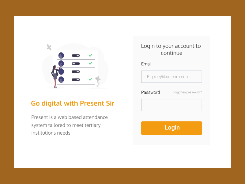 Attendance System Login Screen by Michael Sarpong on Dribbble