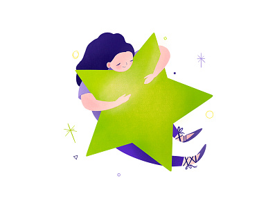 Web illustration daniuska girl hug illustration insurance app love star ui webdesign
