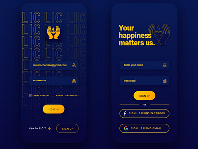 LIC India - UI design free gradient insurance login materialui movileui neumorphic ui uidesign uiinspiration uikit