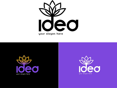 IDEA LOGO dizayn flower i̇dea logo logo siyah vektör white