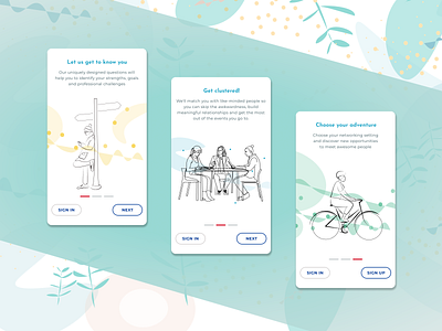 Clustered Onboarding Screens Illustrations UI