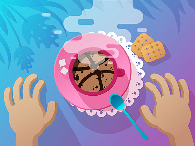 let's bribbble coffee arm biscuit coffee cup dribbble of plant spoon teaspoon top