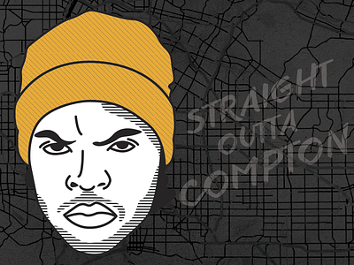 Crazy illustration named Ice Cube compton ice cube infographic los angeles nwa west coast