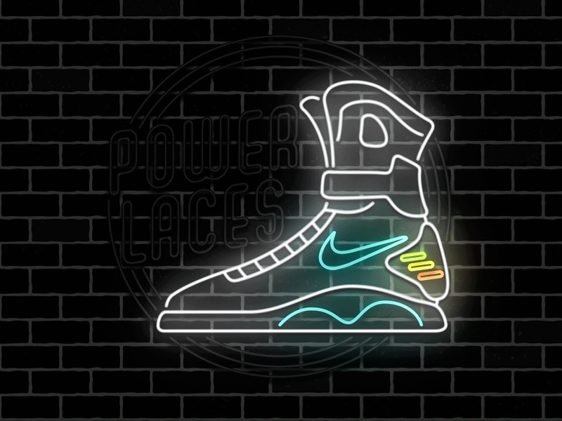 Nike MAG Neon Sign 2015 animated back to the future bttf2 marty mcfly neon sign nike nike mag power laces