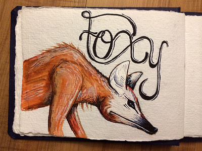 Foxy animal design drawing fox graphic design hand done handmade illustration painting rough typography watercolor
