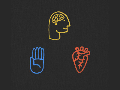 Head + Heart + Hand concept design graphic design hands head heart icons illustrate illustration