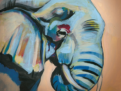 Elephant canvas illustration painting