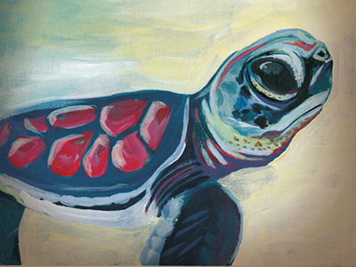 Turtle canvas illustration painting