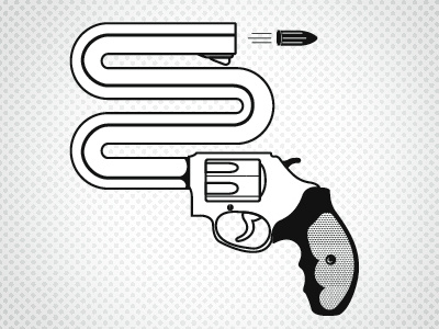 B&W Handgun design drawing graphic illustration