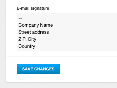 E-mail Signature control panel form signature