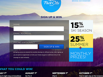 Park City Travel light web web design