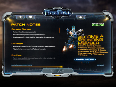 Firefall game game ui interface launcher loader ui