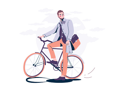A man with a bicycle adobe illustrator bycicle clouds cyclist illustration street vector illustration vectorart