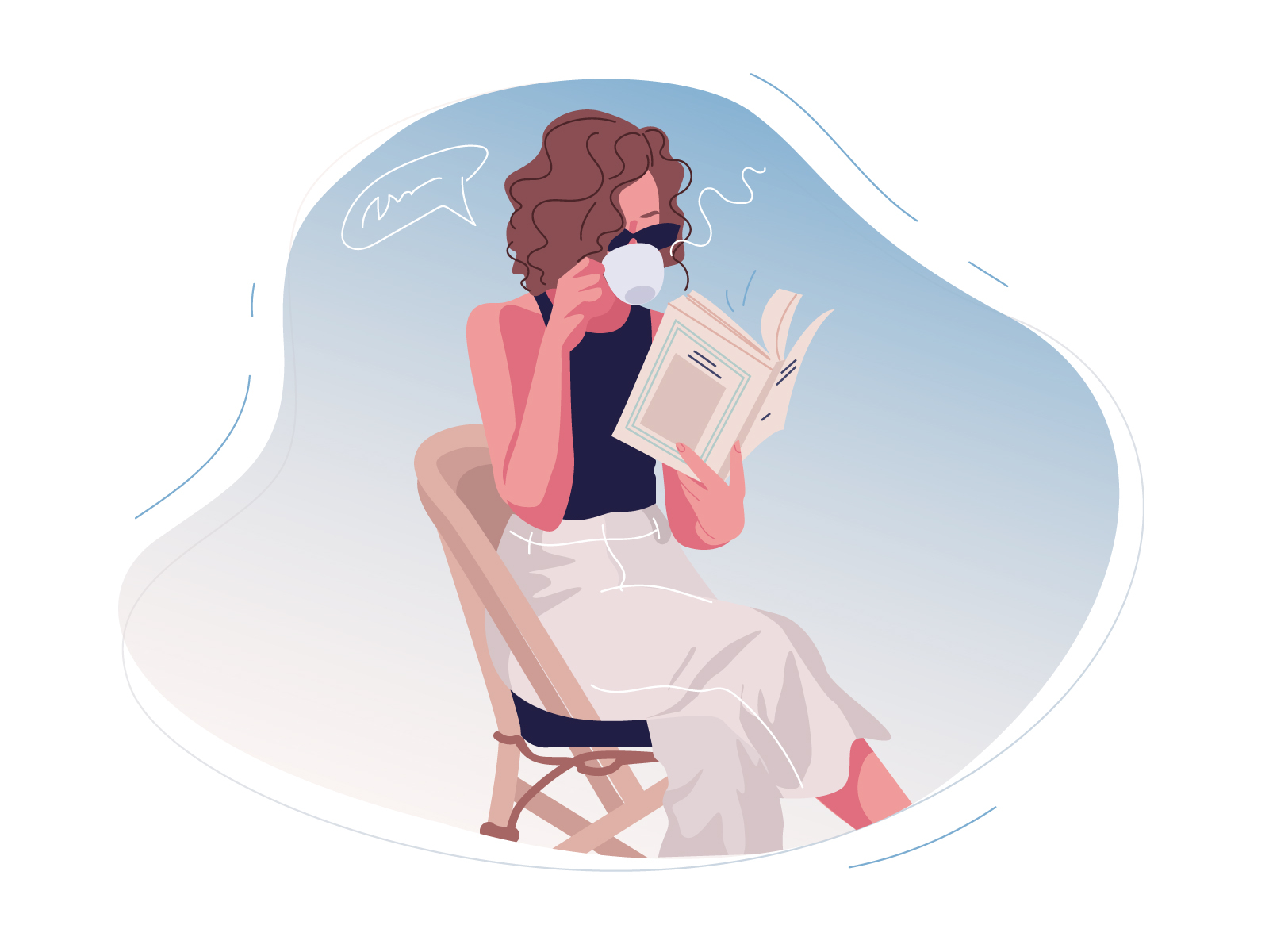Girl Reading A Book And Drinking Coffee By Anastasiya Melnikova On Dribbble