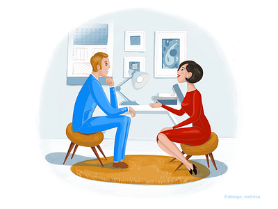 conversation with a client business business conversation client client presents clientwork consultant conversation with a client illustration office space talk with a client
