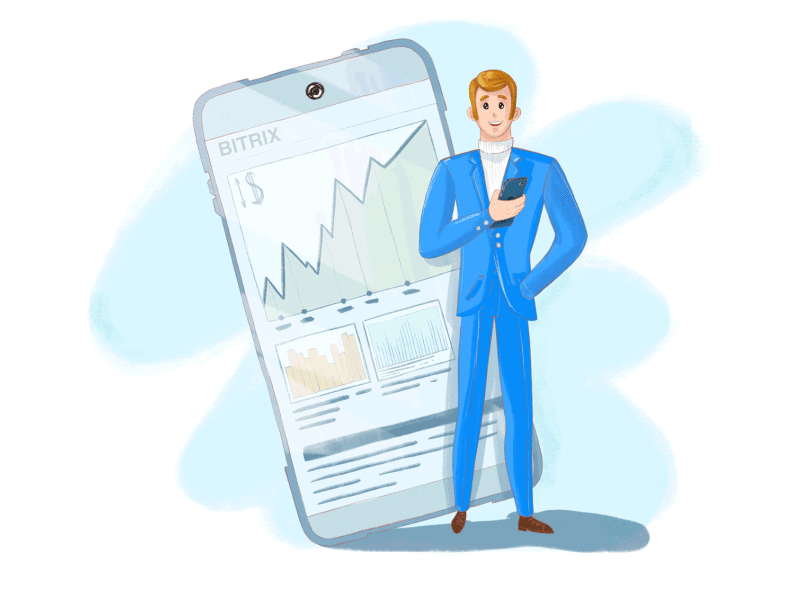 Mobile Business Analytics analytics business businessman chart illustration mobile phone phone app web
