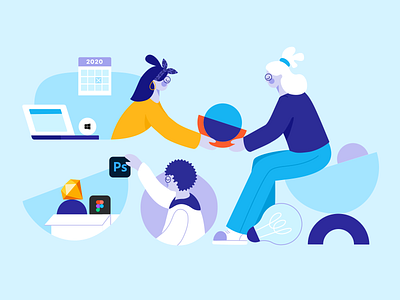 Overflow’s 2020 Year in Review - Illustration 2020 character collaboration design figma illustration integration laptop logo photoshop projects rebranding remote review sketch tasks teamwork ui windows work