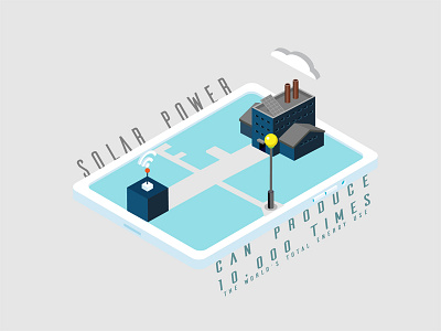 Solar Power with IOT Illustration wit icon illustration isometric landscape minimal solar