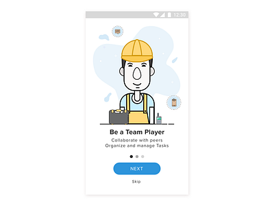 Frontline Workers Collaboration app app illustration mobile on boarding saas ux