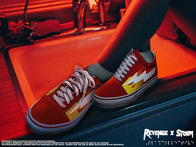 Revenge x Storm advertising art direction graphic design manipulation photoshop revenge x storm shoe shoe advert