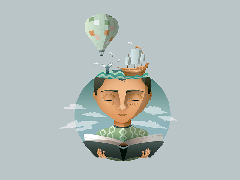 Reading makes you travel by Rômulo Queiroz on Dribbble