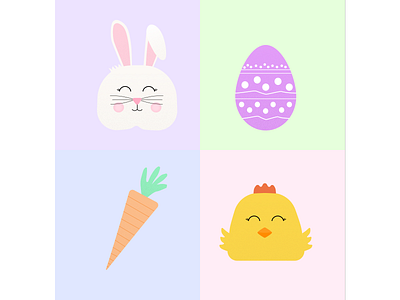 Happy Easter Illustration Tile app bunny cartoon design easter illustration pastel ui user interface ux ux design vector