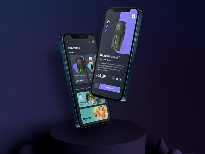 Vape eCommerce dark dark mode dark theme dark ui design ecommerce ecommerce design ecommerce shop interaction interface mobile mobile design mobile ui product design product page shop ui user interface ux vape