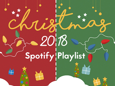 Christmas 2018 (Spotify Playlist Cover) christmas christmas ball christmas balls design holiday holiday lights illustration spotify