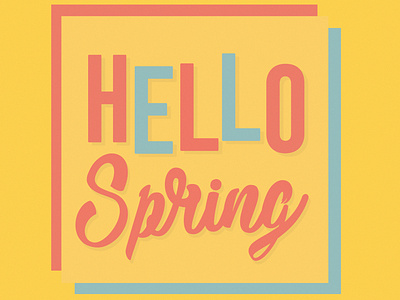 Hello Spring Logo design illustration logo mid century mid century modern retro retro design typography