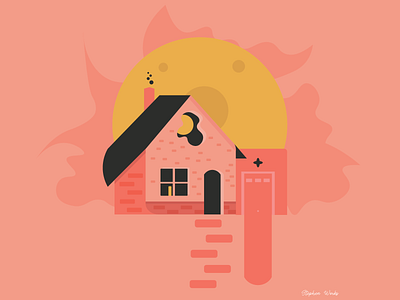 Brick House brick cabin design house house design house illustration illustration sun