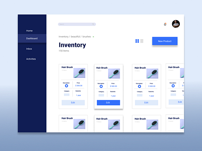 Dashboard inventory panel - UI Design figmadesign interaction interface research ui ux uxdesign web web design website