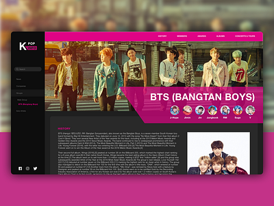 BTS Profile Page