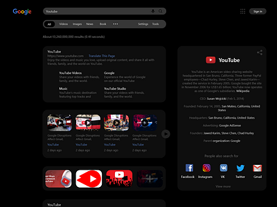 Google Search Web dark mode REDESIGN