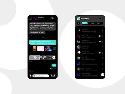 Whatsapp App REDESIGN dark mode