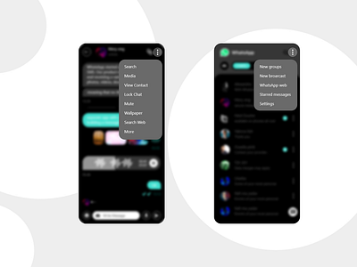 Settings Whatsapp App REDESIGN dark mode