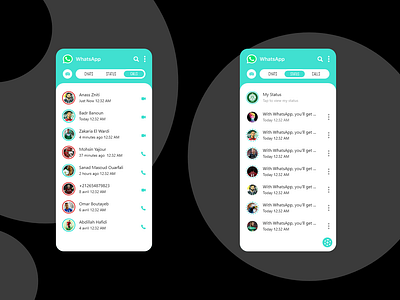 Status & Calls Whatsapp App REDESIGN light mode