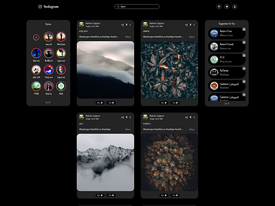 Home Page Instagram WEB REDESIGN dark mode