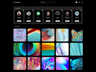 Discover People Explore Instagram WEB REDESIGN dark mode dark design discover explore flat instagram mode people ui ux web