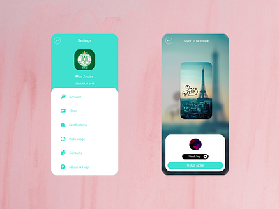 Settings Share To Facebook Whatsapp App REDESIGN light mode