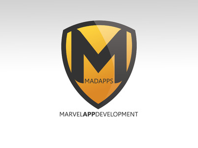 Marvel App Development (MADAPPS) adobe app badge crest glass effect logo m shield typography vector