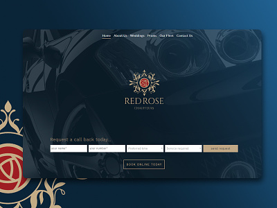 Red Rose Chauffeurs Home Landing Page big hero cars chauffeurs css forms gradient html luxury cars theme ux website wordpress
