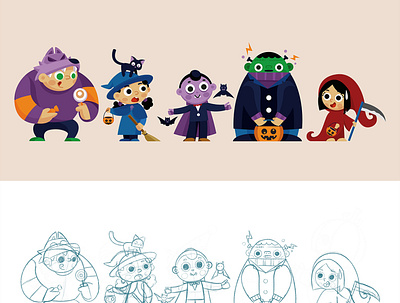 Halloween Characters branding design graphic design halloween illustration ui ux vector