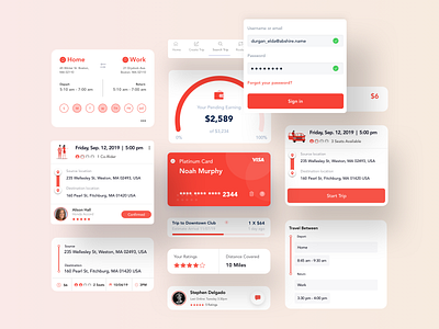 Carpool app design component carpool chat component design designsystem elements minimal mobiledesign payment sketch ui ui ux ux wallet wallets