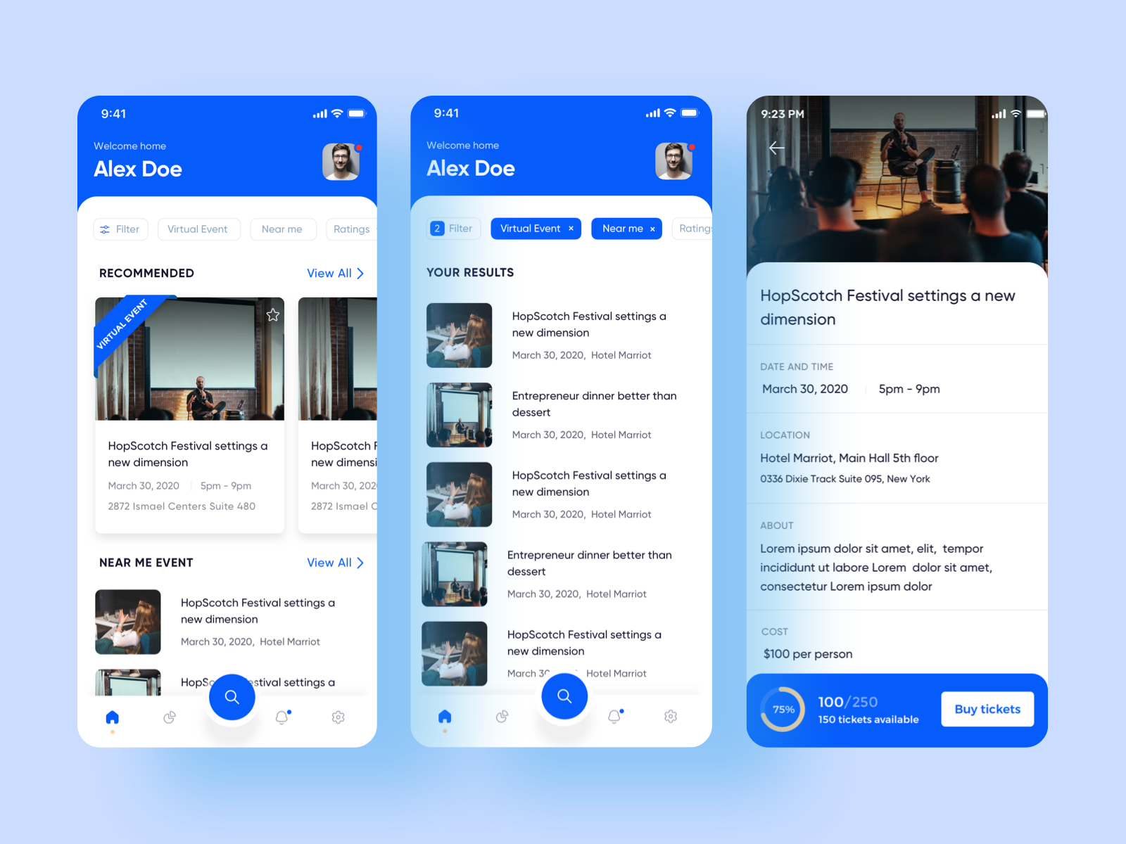 Event App by Vivek Sati on Dribbble